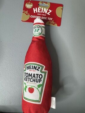 HEINZ Red Tomato Ketchup shaped Oxford Dog with Squeaker novelty food gift